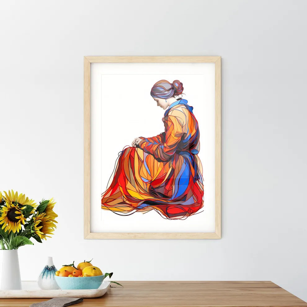 Continuous Line Drawing - A Woman In A Framed Print