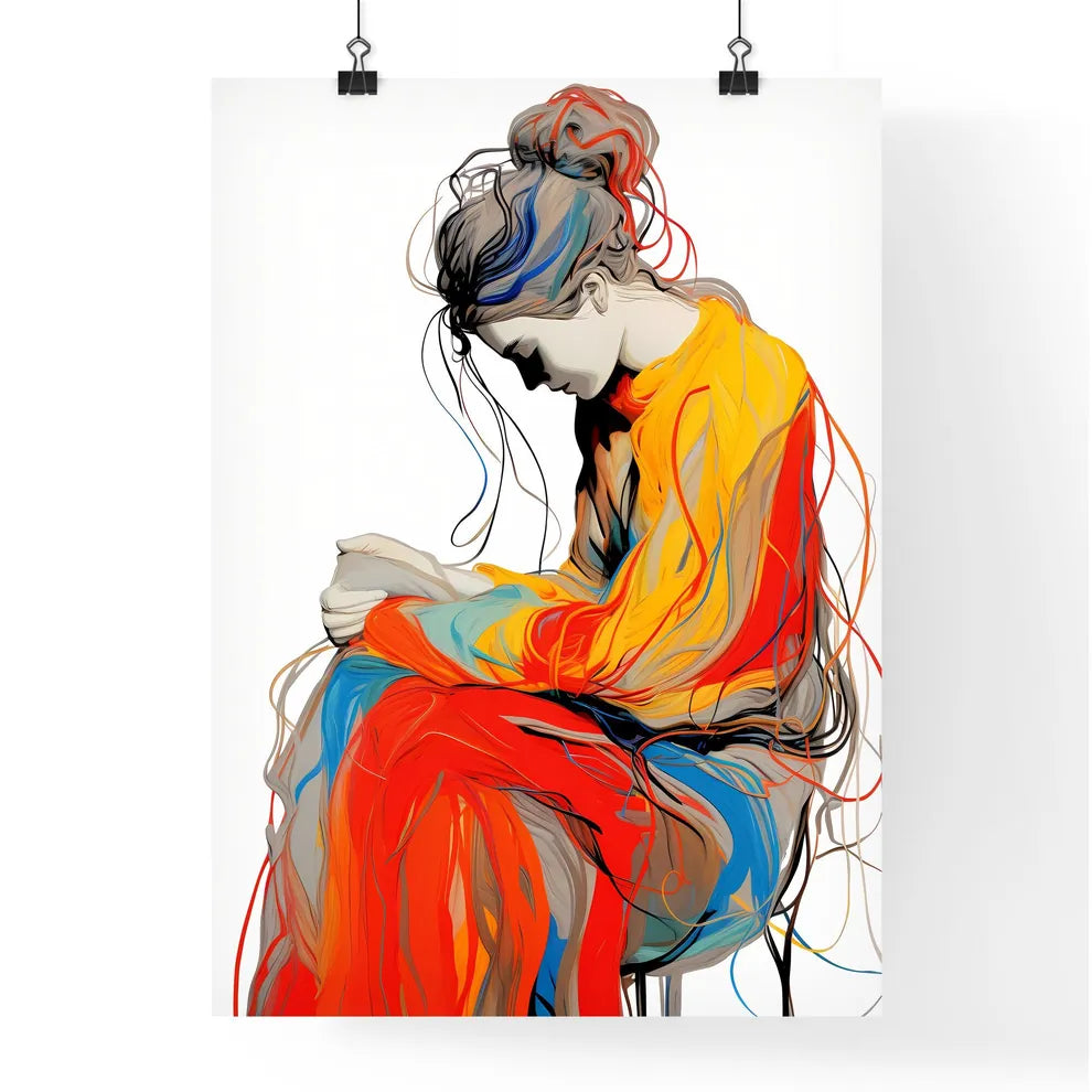 Continuous Line Drawing - A Woman Sitt Poster