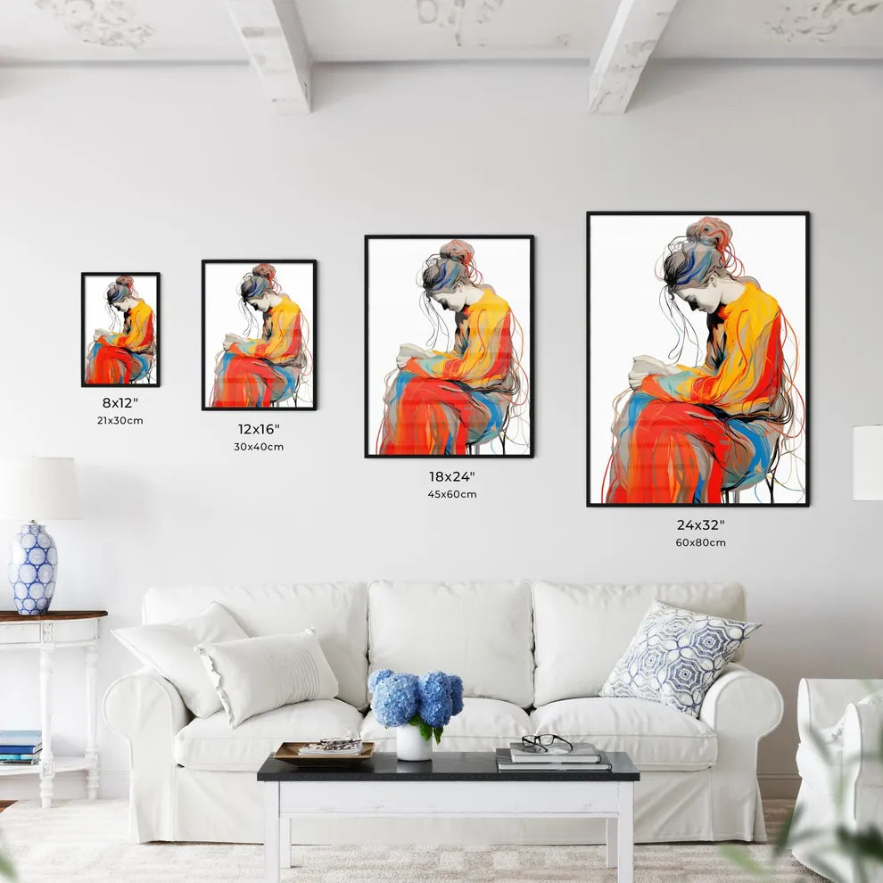 Continuous Line Drawing - A Woman Sitt - Kitchen Hangings