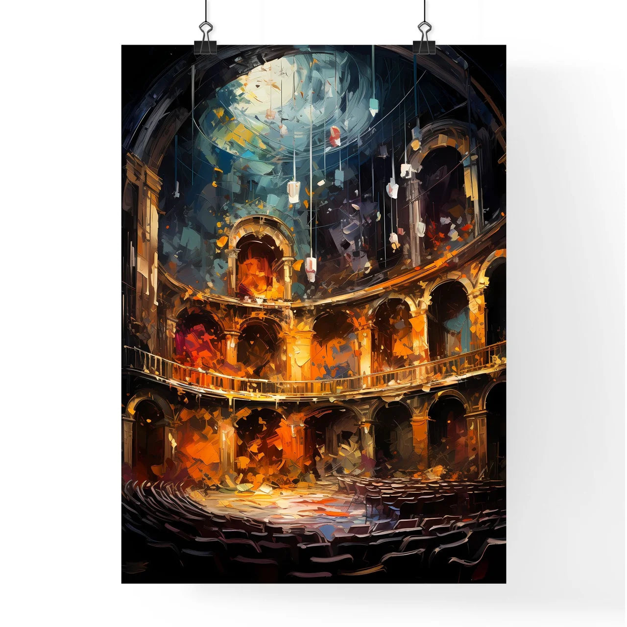 Cool Retro Style Theater Design From The 1950 S - A Painting Of An Old Building Poster