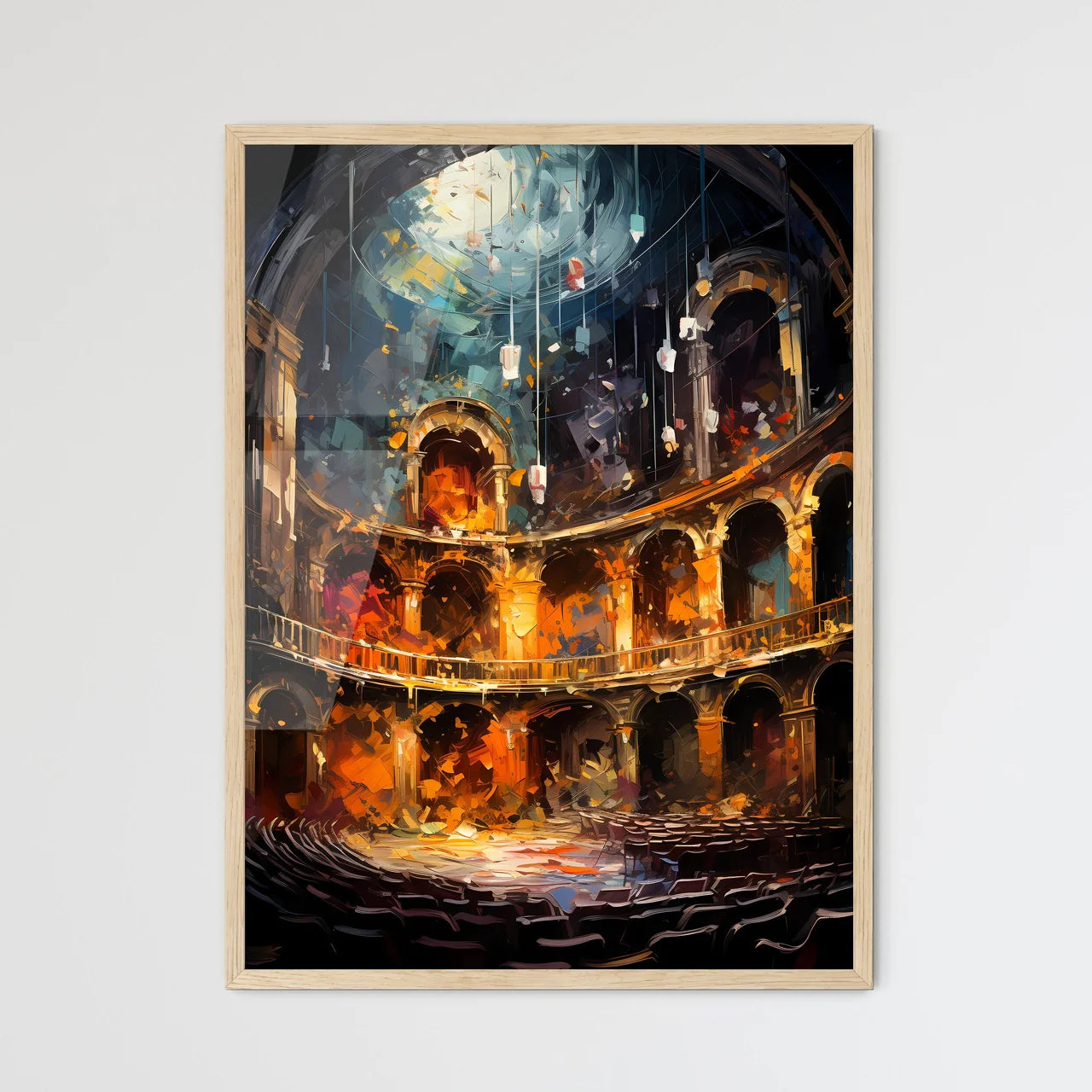 Cool Retro Style Theater Design From The 1950 S - A Painting Of An Old Building Framed Art