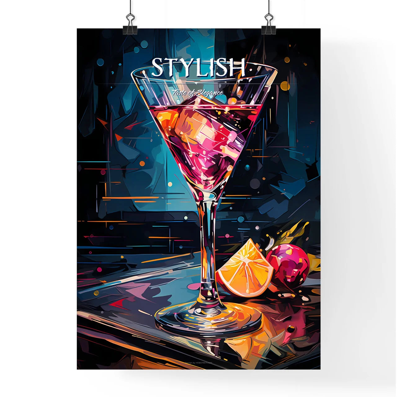 Cosmopolitain Cocktail Retro Design - A Glas Poster