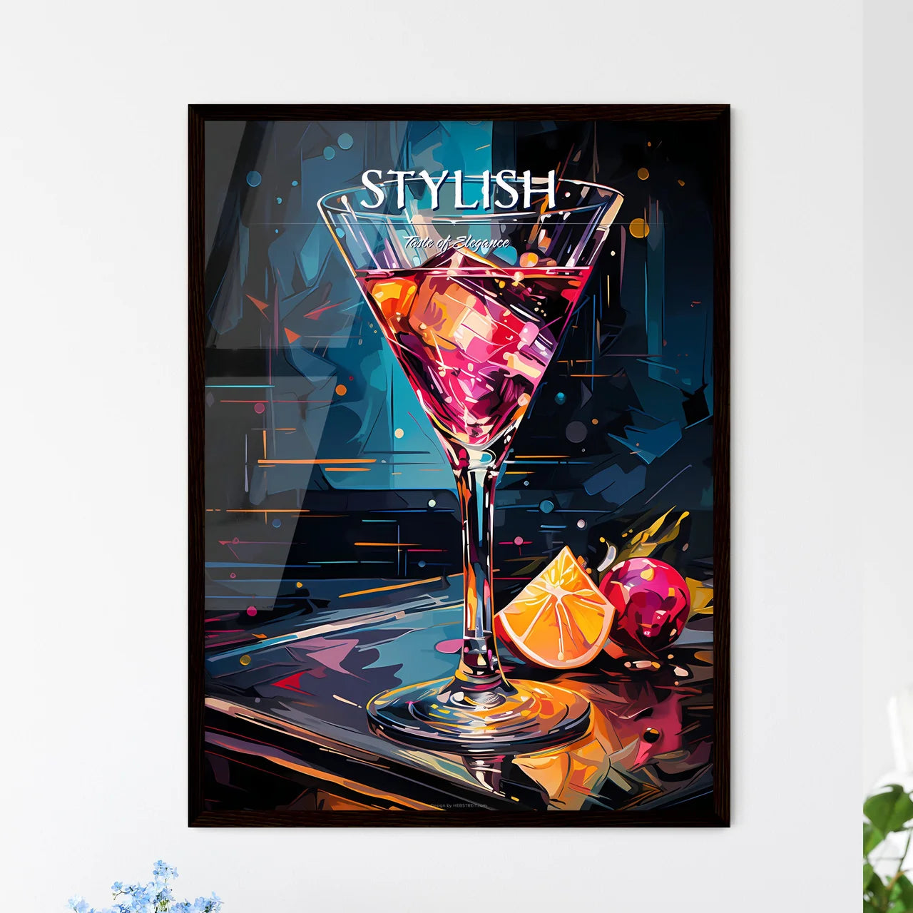 Cosmopolitain Cocktail Retro Design - A Glas - Framed Art Print