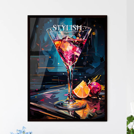 Cosmopolitain Cocktail Retro Design - A Glas - Framed Art Print