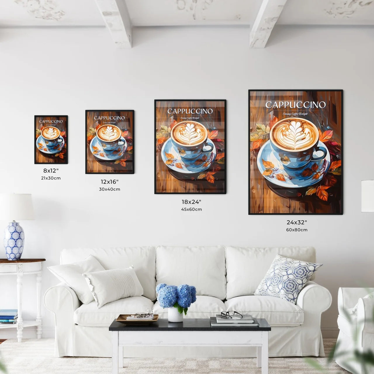 Cup Of Cappuccino Coffee On Wooden Backgroun - Kitchen Hangings