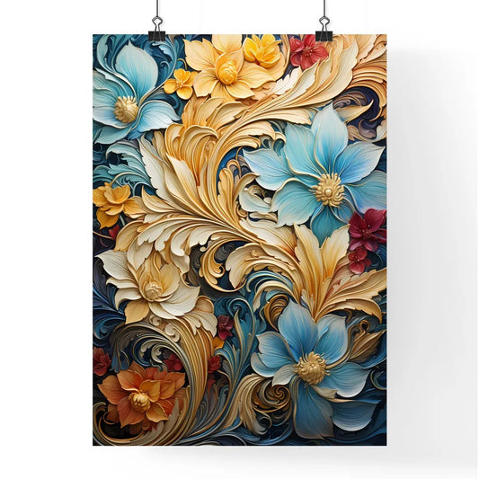 Decorative Floral Swirls Vintage Gold - A Co Poster