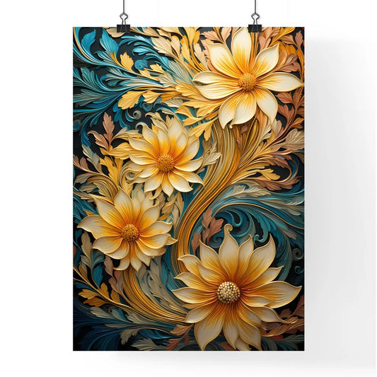 Decorative Floral Swirls Vintage Gold - A Co Poster