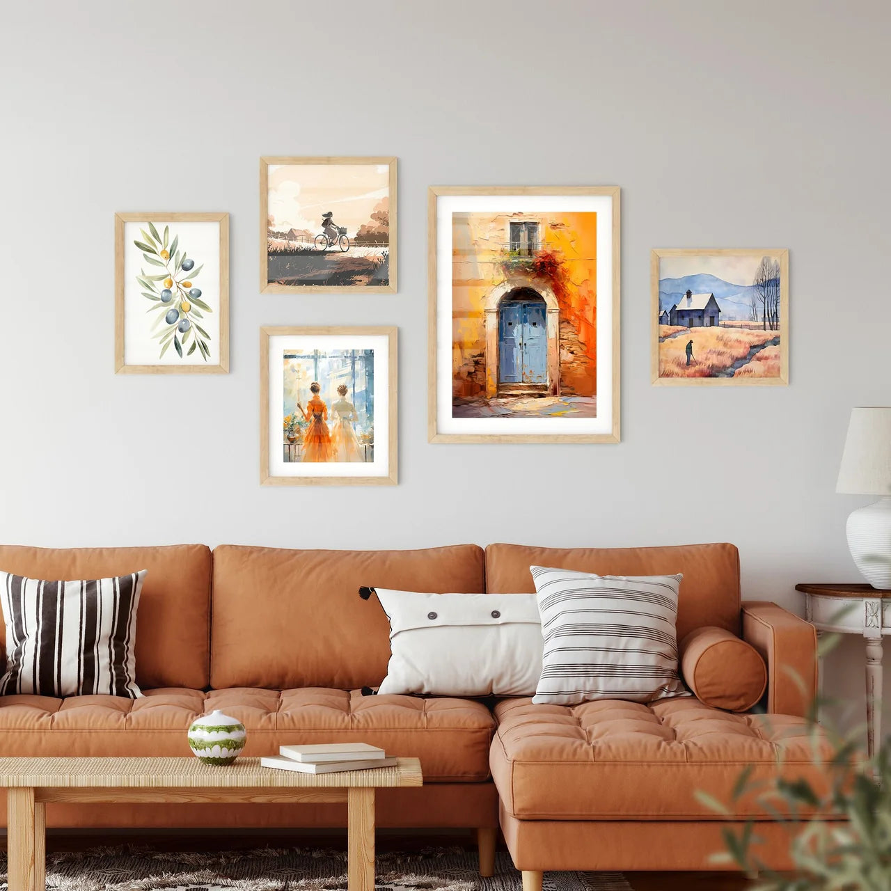 Different Door From Tuscany Italy - A Painting Of A Blue Door Interior Design