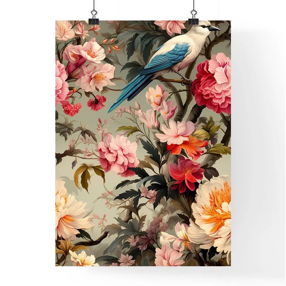 Foliate Pattern With Birds  Poster