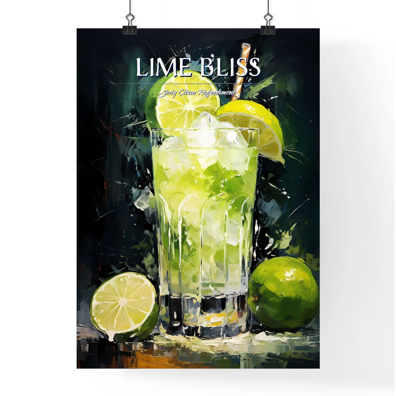 Frozen Margarita Lime - A Glass With Ice And Poster