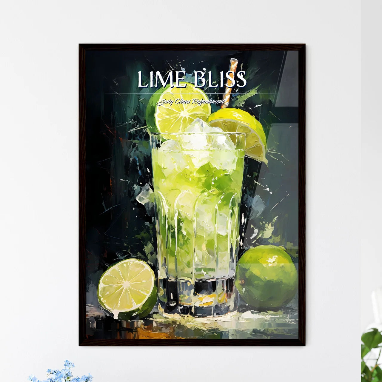 Frozen Margarita Lime - A Glass With Ice And - Framed Art Print