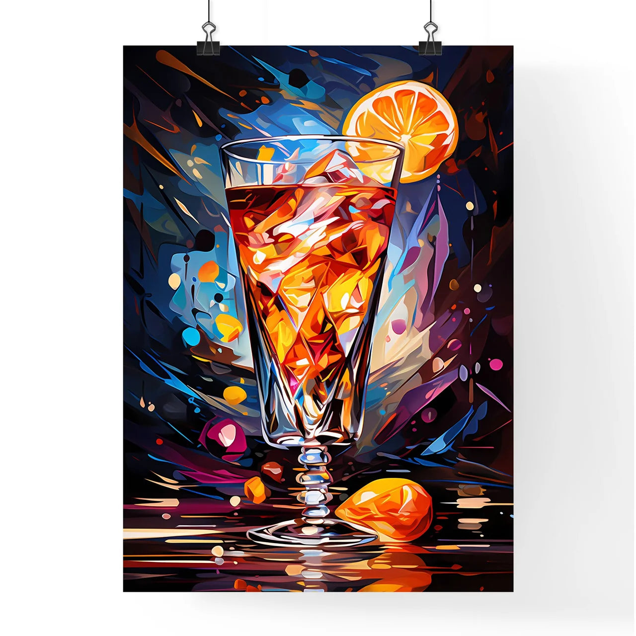 Funny Art Deco Cocktail - A Glass Of L Poster