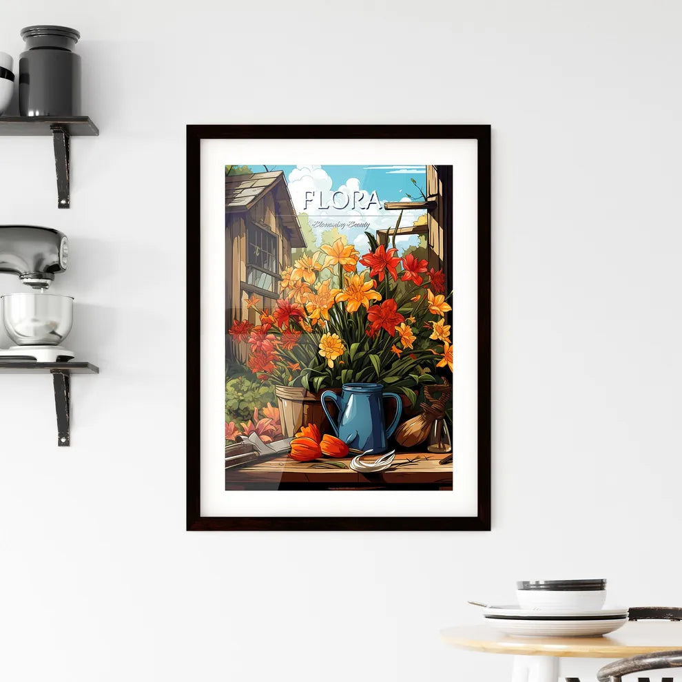Gardening Tools And Plants On Land - A Paint Framed Print