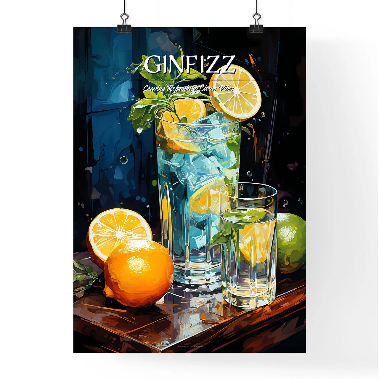 Gin And Tonic Cocktail - A Glass Of Water Wi Poster