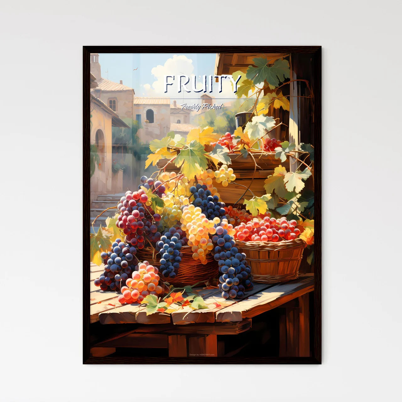 Grapes On Sale In A Tuscan Fruit Market Ital - Framed Art Print