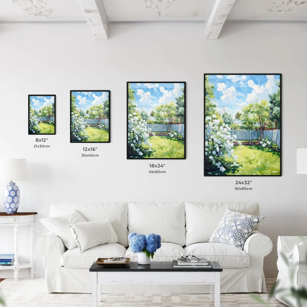 Green Large Fenced Backyard With Lawn Trees  - Kitchen Hangings