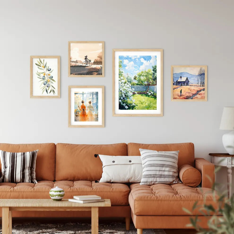 Green Large Fenced Backyard With Lawn Trees  Wall Art