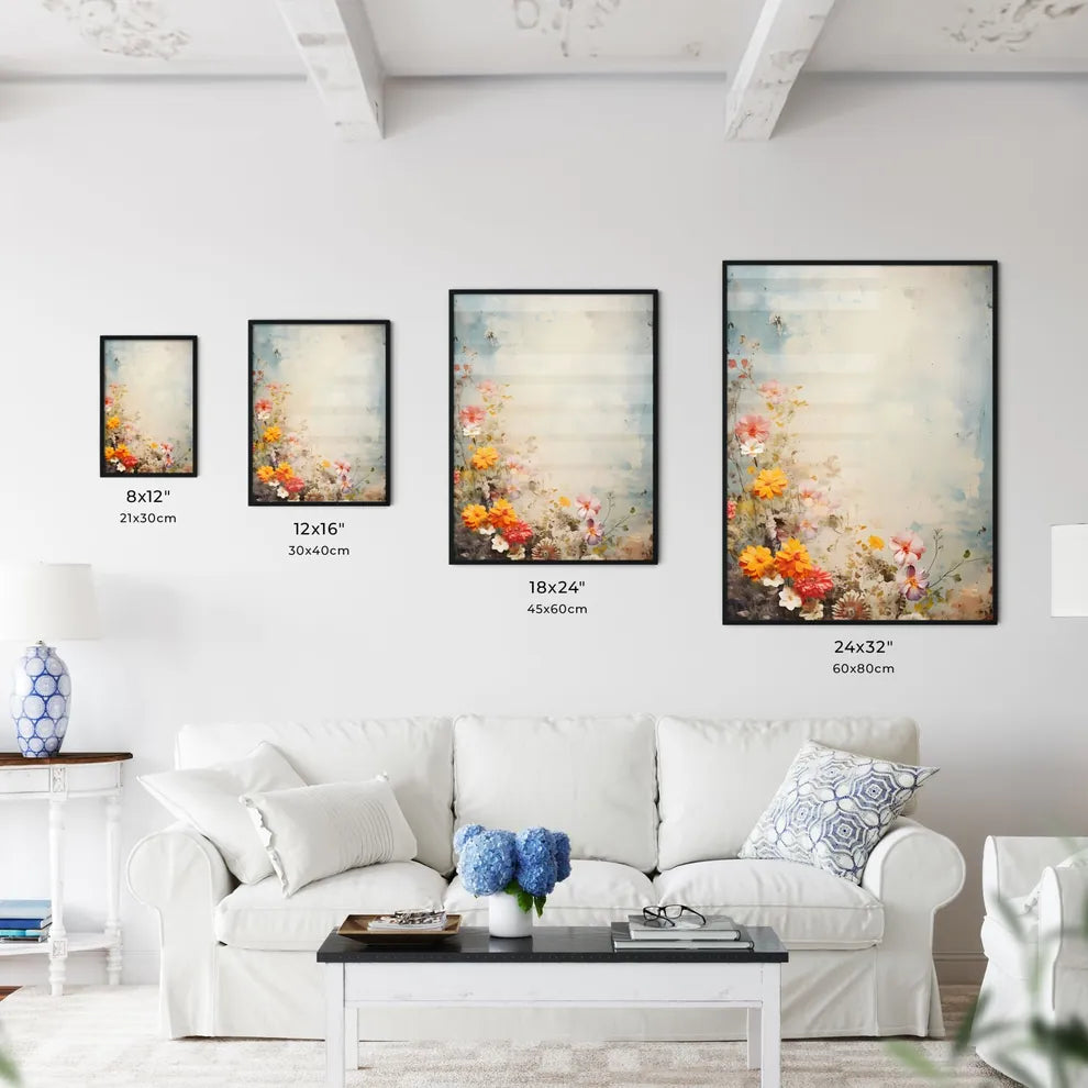 Grunge Style Colorful Flowers Border Backgro - Kitchen Hangings