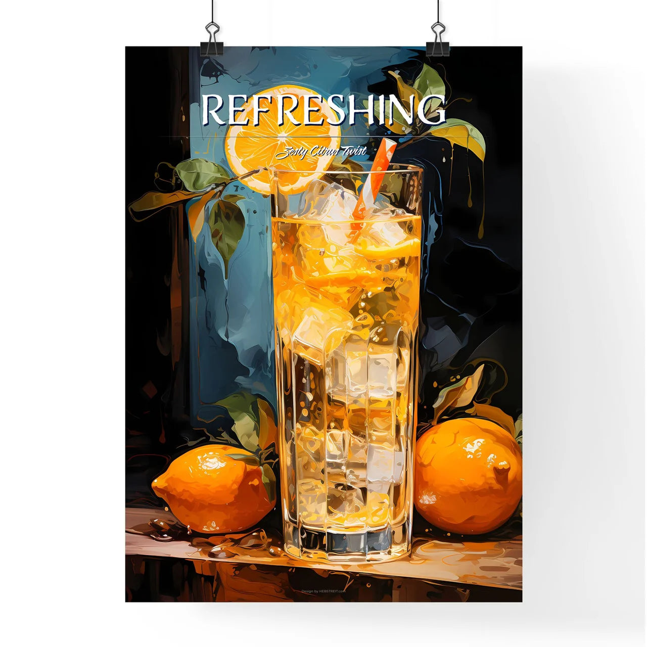 Harvey Wallbanger Cocktail - A Glass Of Ice  Poster