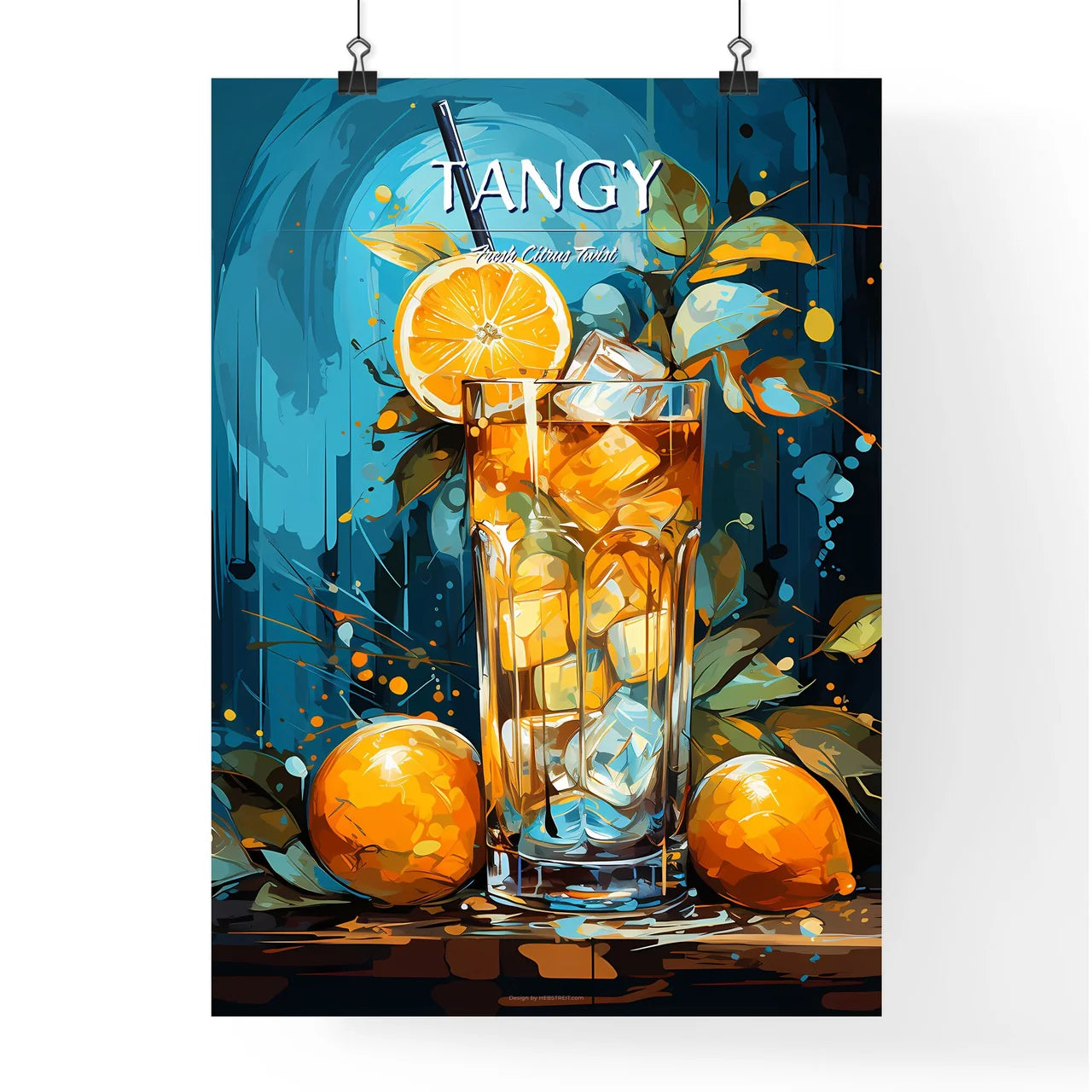 Harvey Wallbanger Cocktail - A Glass Of Ice  Poster