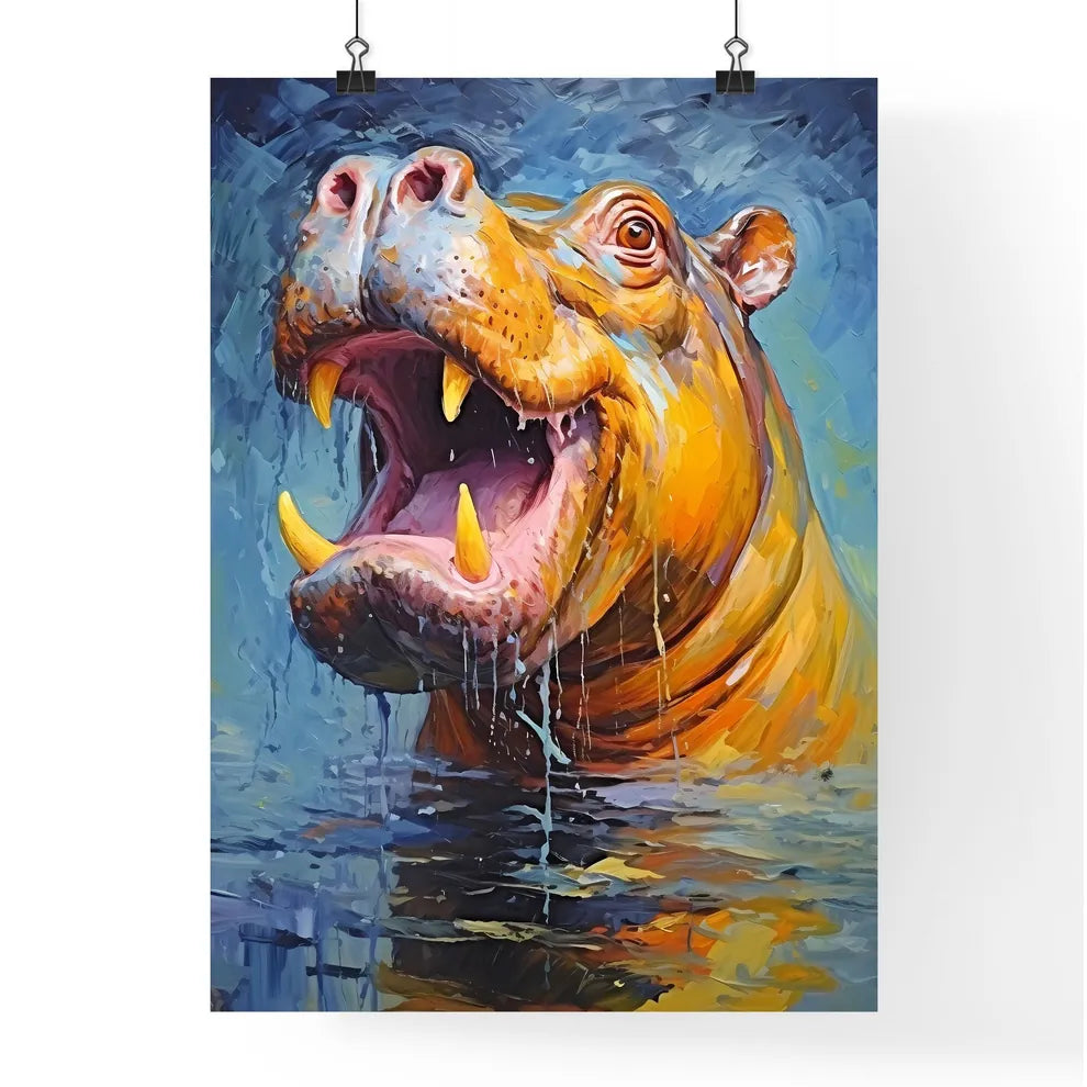 Hippopotamus With Mouth Wide Open  Poster