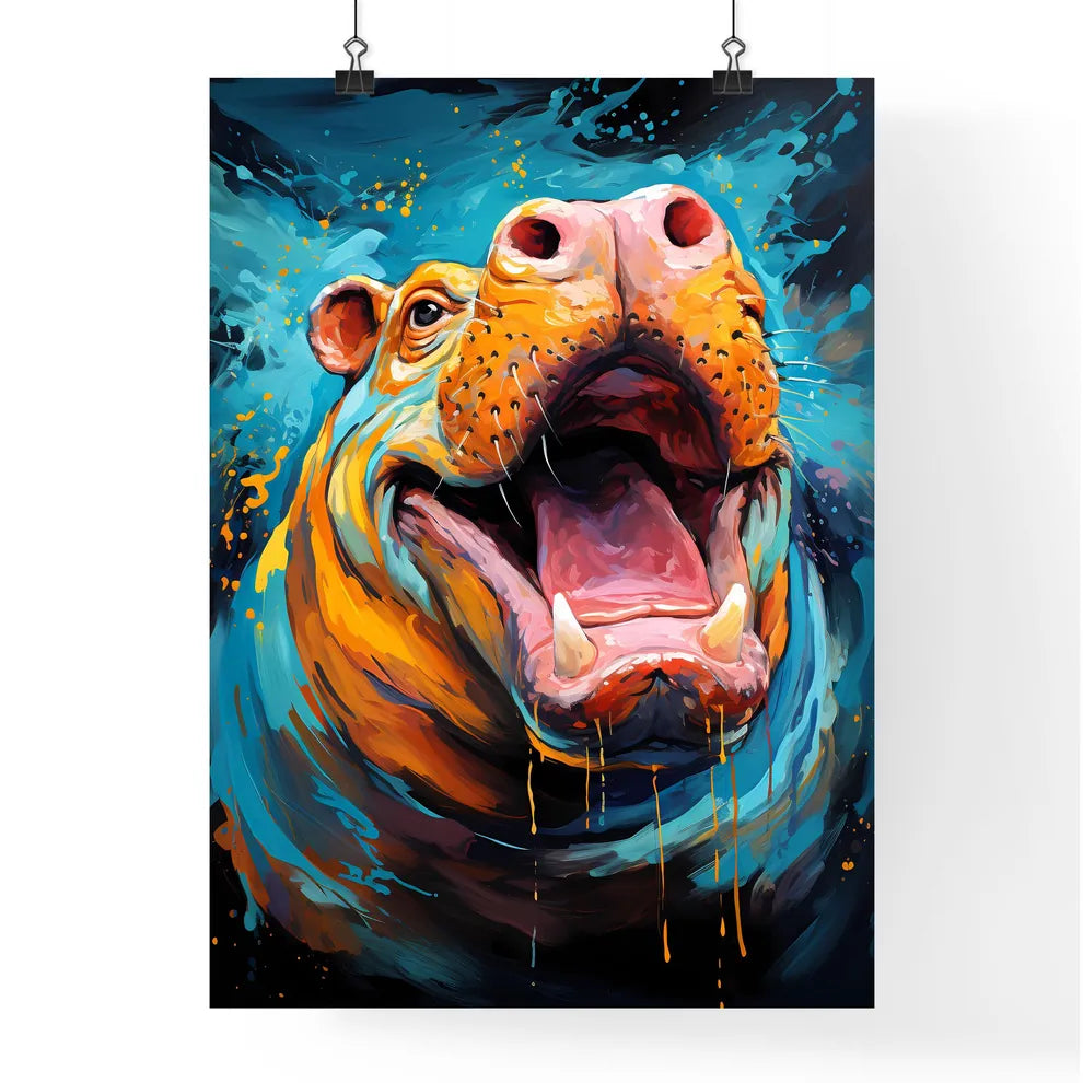Hippopotamus With Mouth Wide Open  Poster
