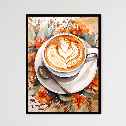 Hot Coffee Capuchino Flower Latte Art - A Cu - Framed Art Print