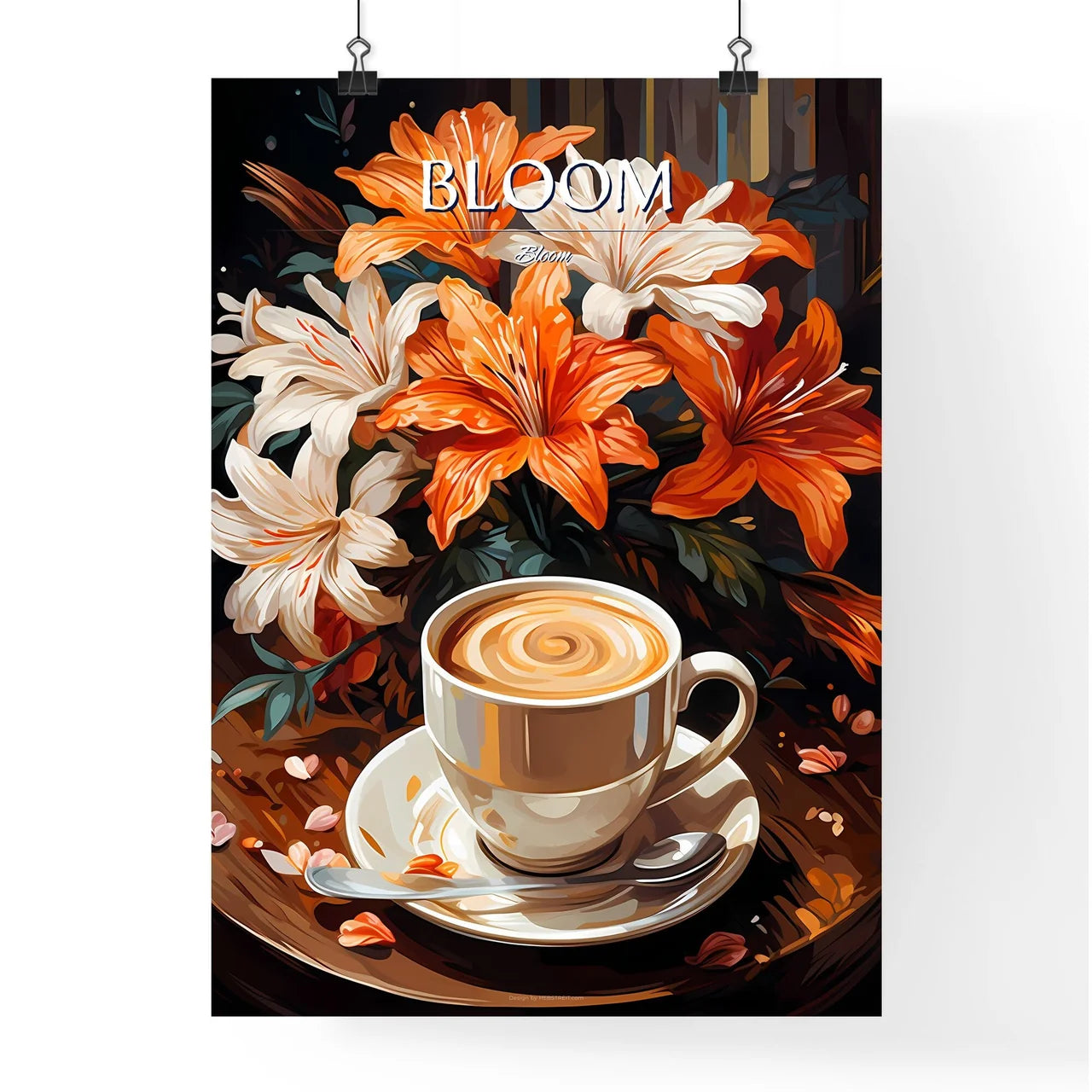 Hot Coffee Capuchino Flower Latte Art - A Cu Poster