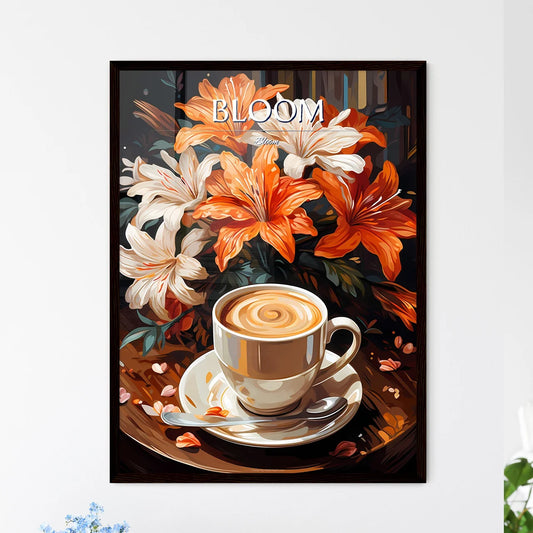 Hot Coffee Capuchino Flower Latte Art - A Cu - Framed Art Print