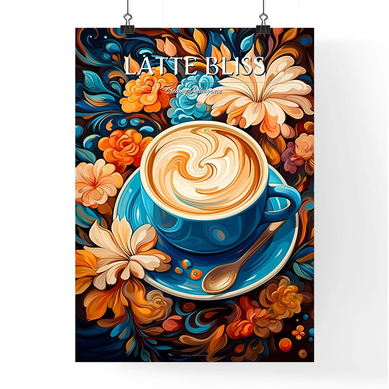 Hot Coffee Capuchino Flower Latte Art - A Bl Poster