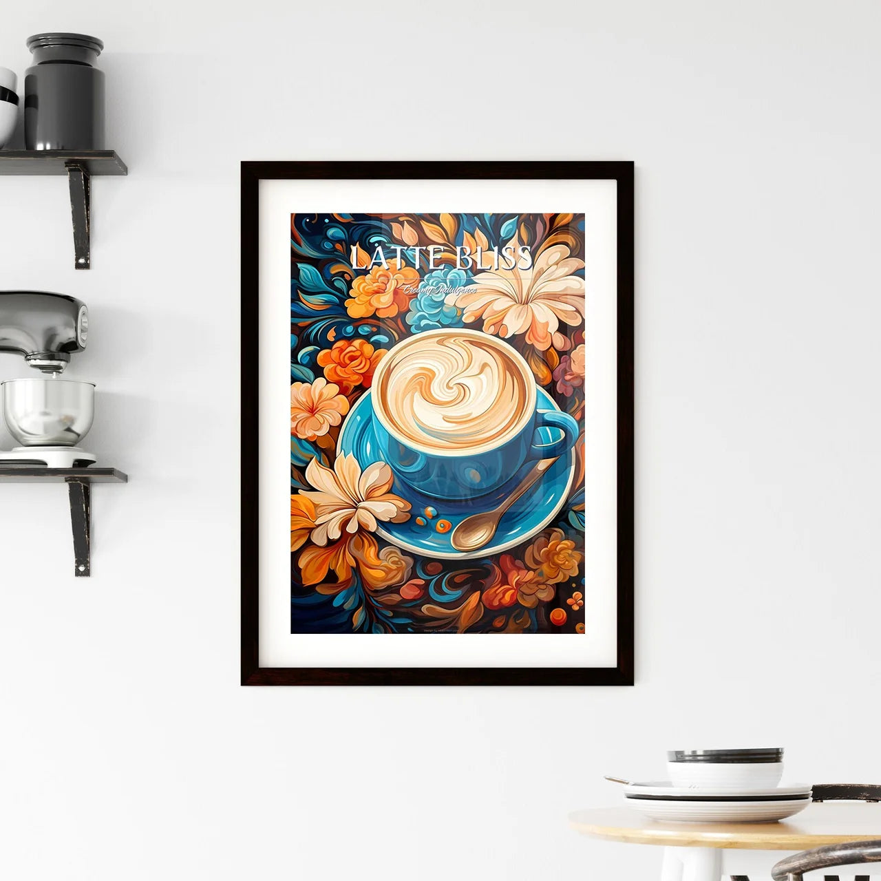 Hot Coffee Capuchino Flower Latte Art - A Bl Framed Print