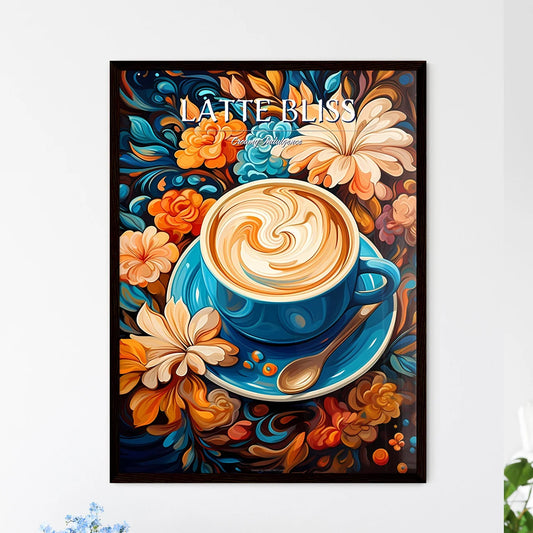 Hot Coffee Capuchino Flower Latte Art - A Bl - Framed Art Print