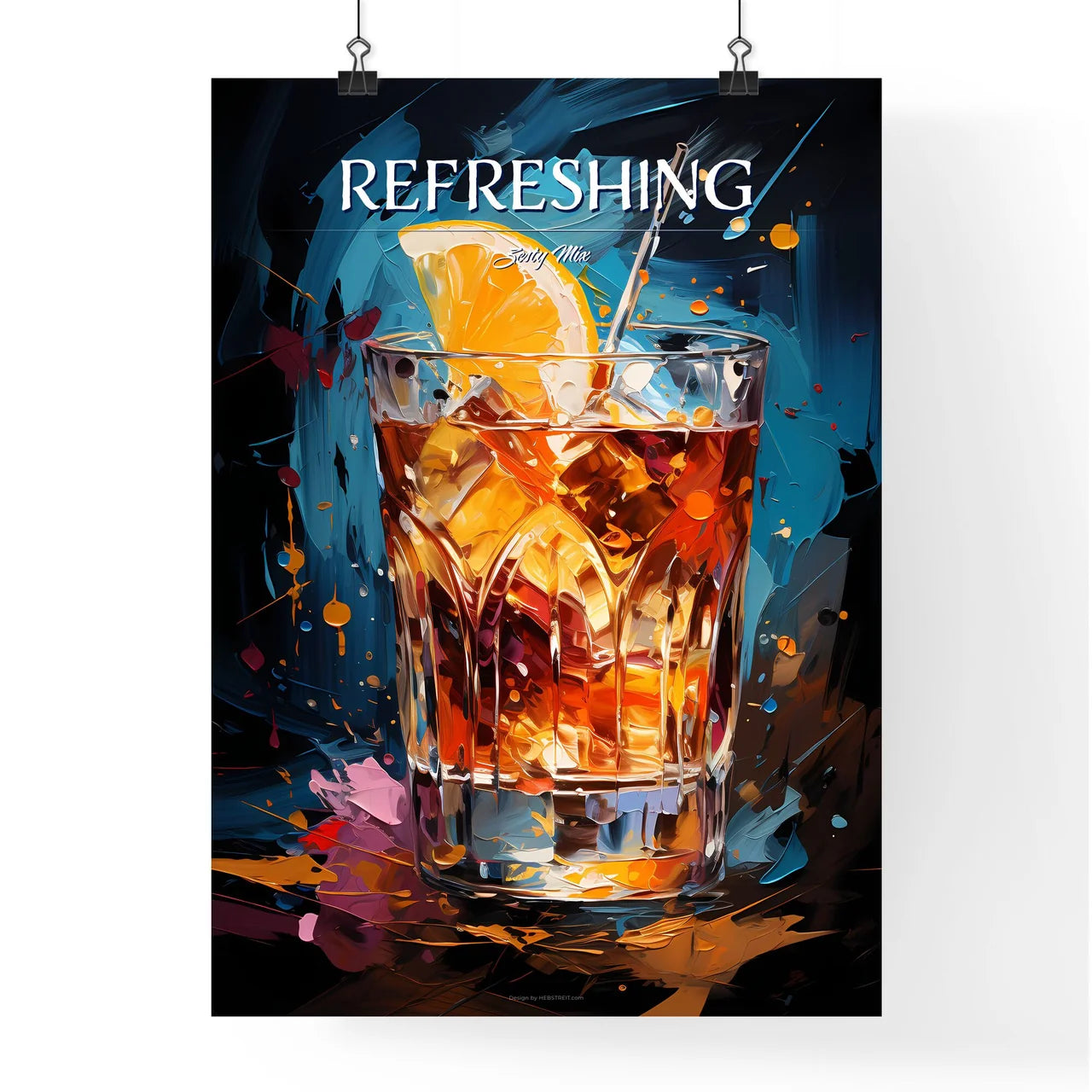 Hugo Cocktail - A Glass Of Liquid With I Poster