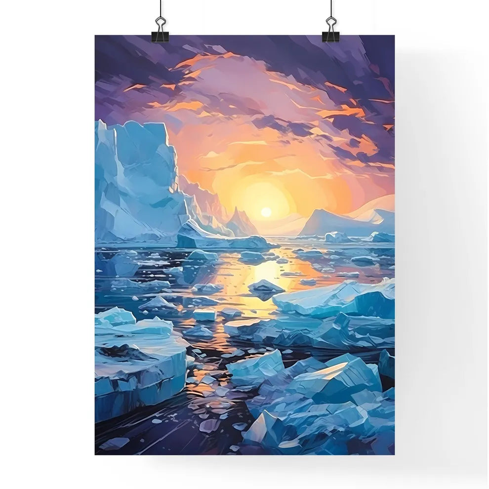 Icebergs At Night Jokulsarlon Lagoon Iceland Poster
