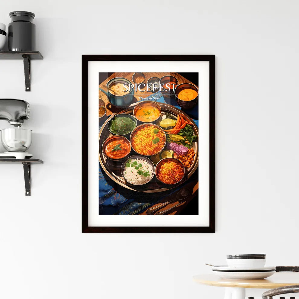 Indian Meal Thali Consisting Of Different Cu Framed Print