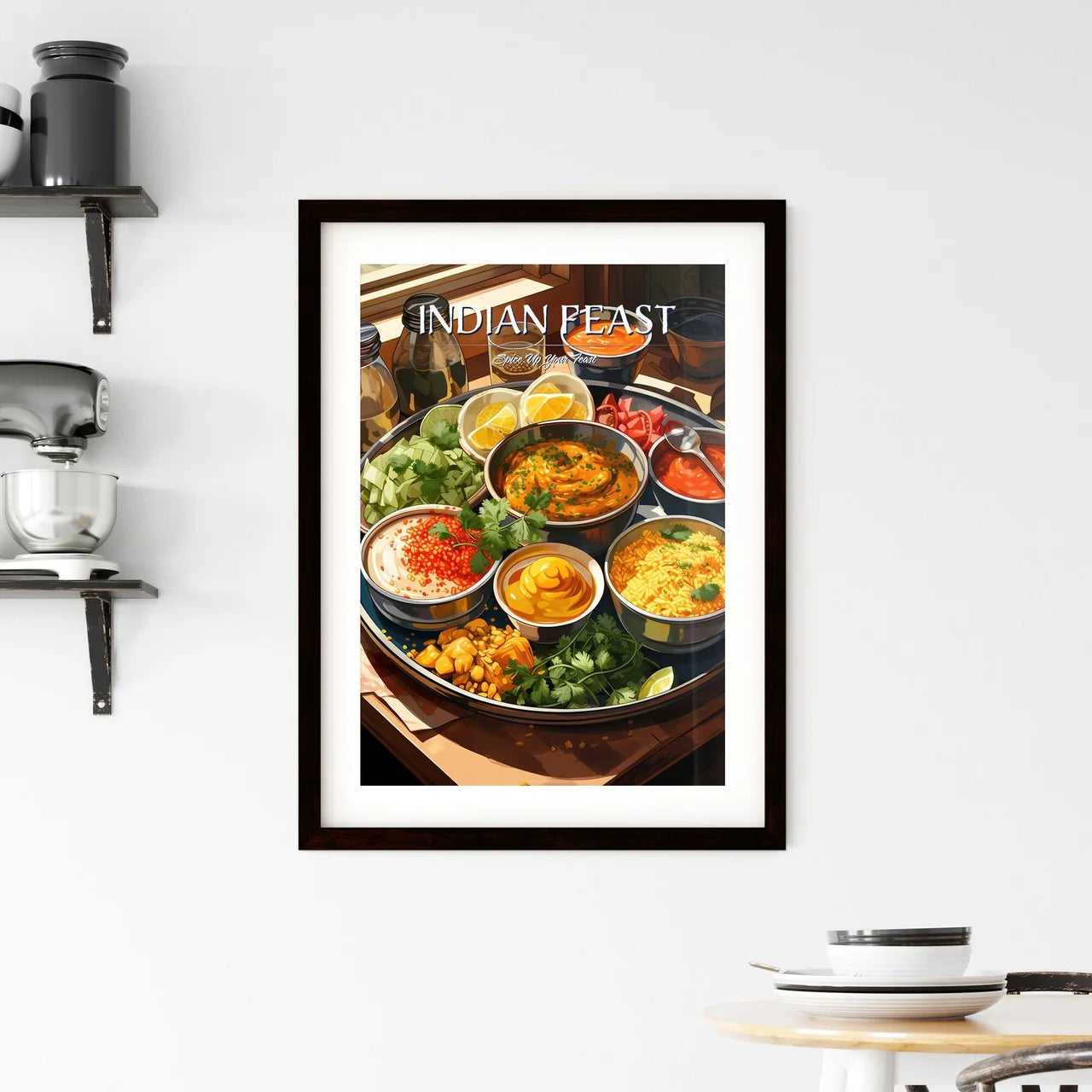 Indian Meal Thali Consisting Of Different Cu Framed Print