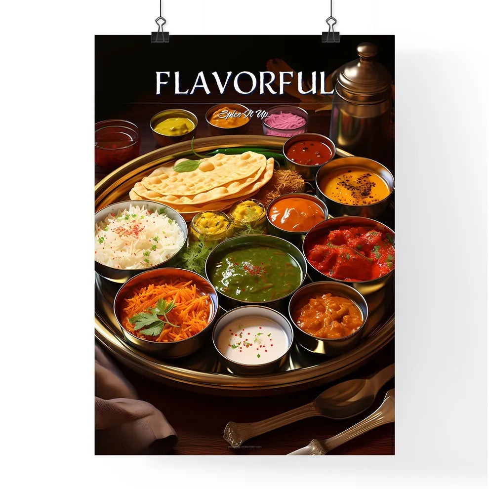 Indian Meal Thali Consisting Of Different Cu Poster