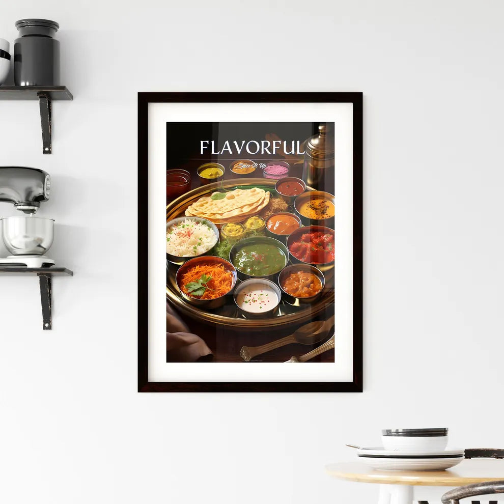 Indian Meal Thali Consisting Of Different Cu Framed Print
