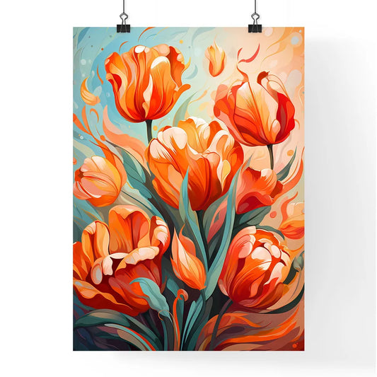 Isolated Red Tulips - A Painting O Poster