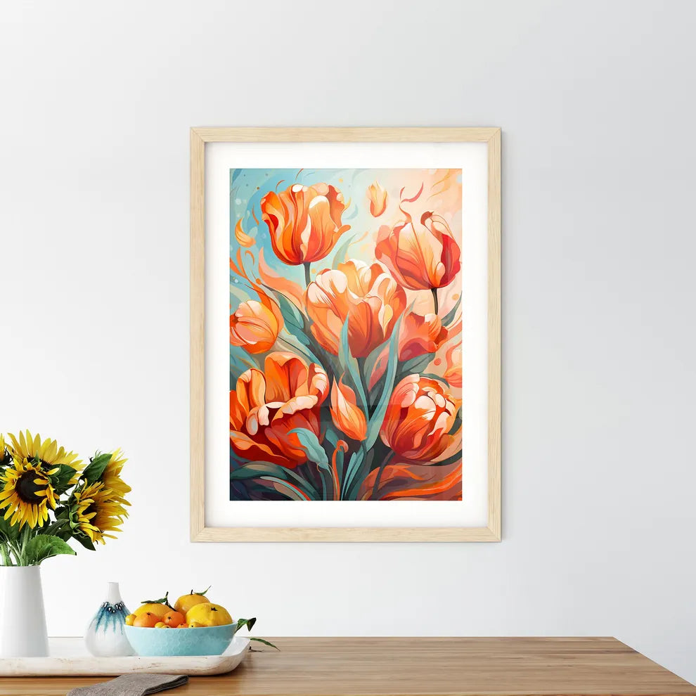 Isolated Red Tulips - A Painting O Framed Print