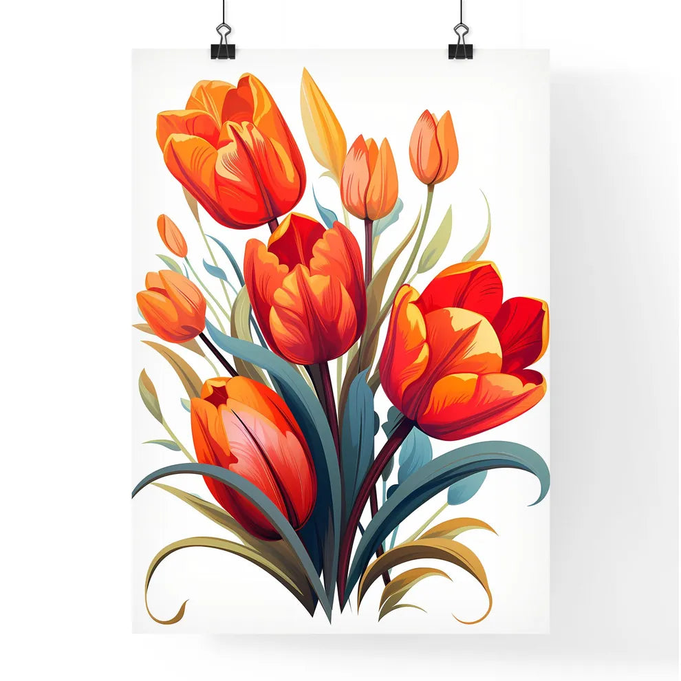 Isolated Red Tulips - A Bouquet Of Poster