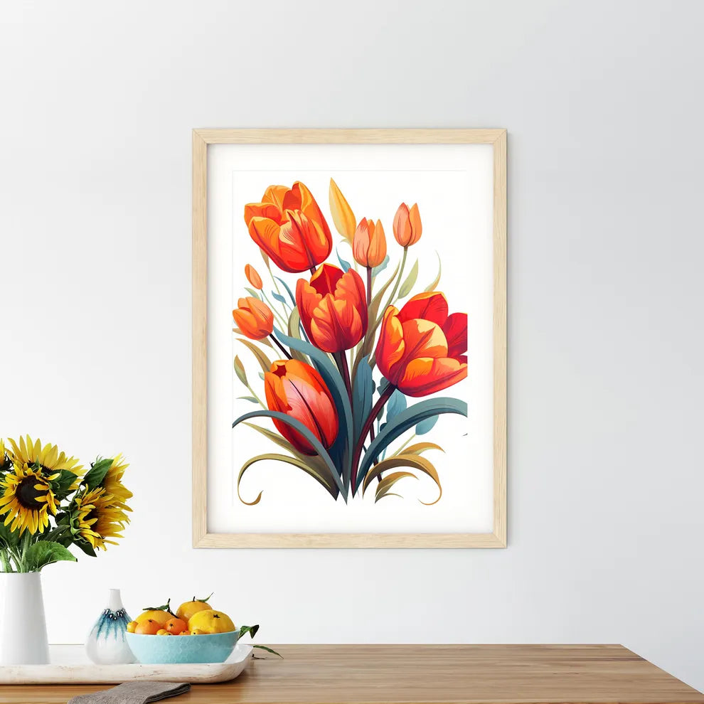Isolated Red Tulips - A Bouquet Of Framed Print