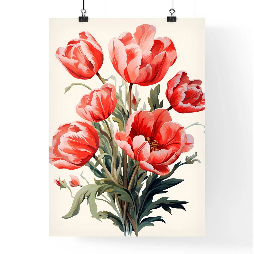 Isolated Red Tulips - A Bouquet Of Poster