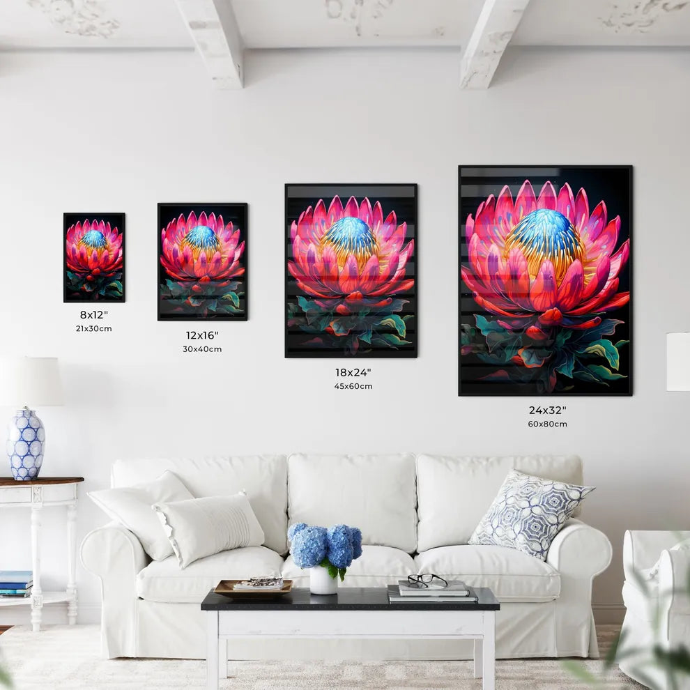 King Protea Isolated On Black Background Cen - Kitchen Hangings