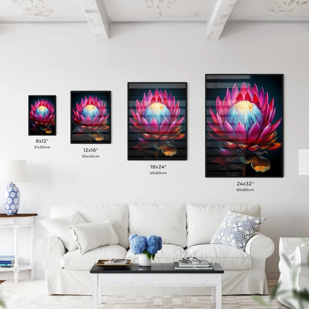 King Protea Isolated On Black Background Cen - Kitchen Hangings