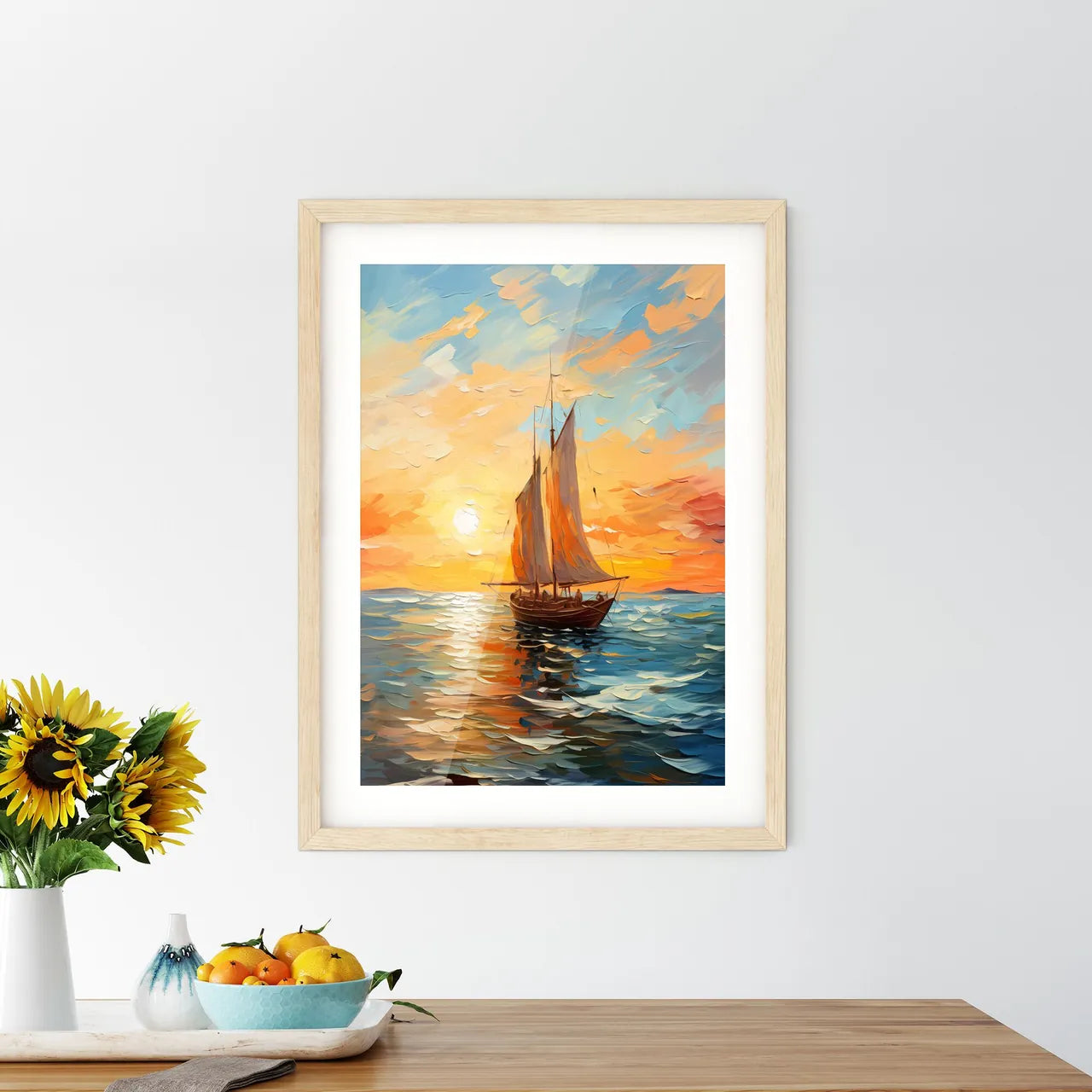 Landscape With Sailing Boats On The Sea - A  Framed Print