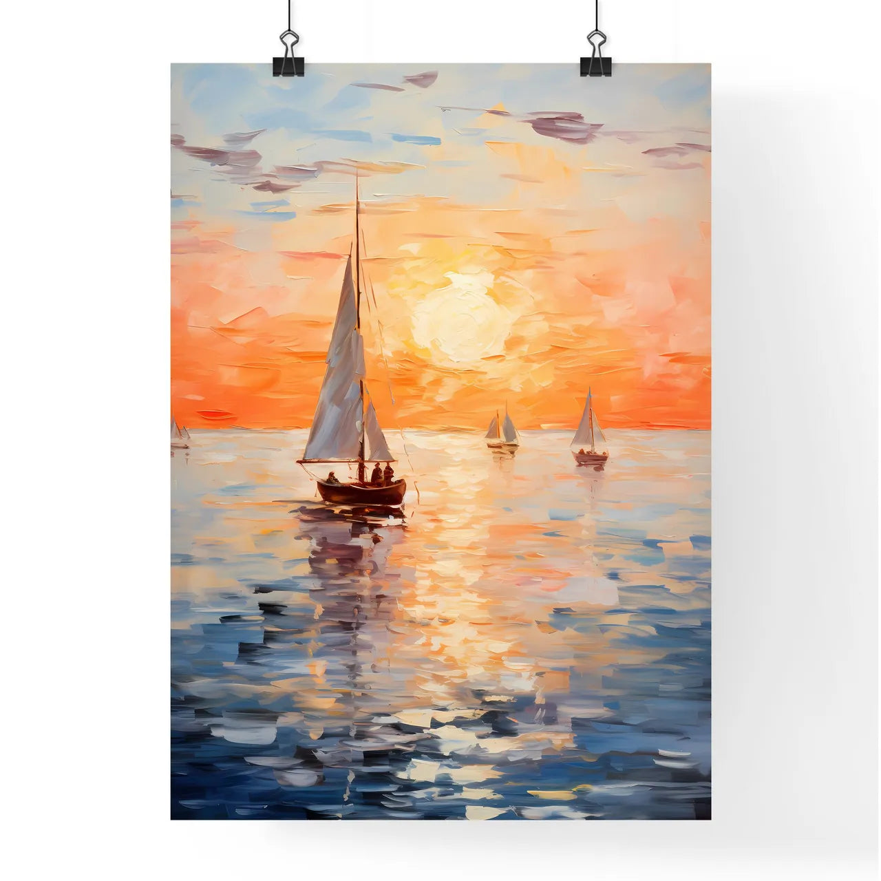 Landscape With Sailing Boats On The Sea - A  Poster