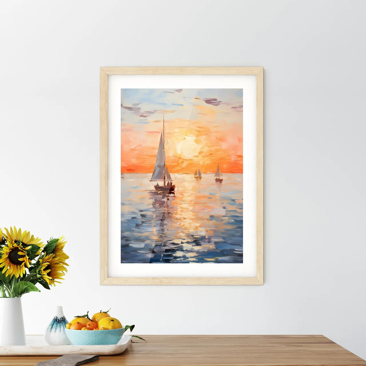 Landscape With Sailing Boats On The Sea - A  Framed Print