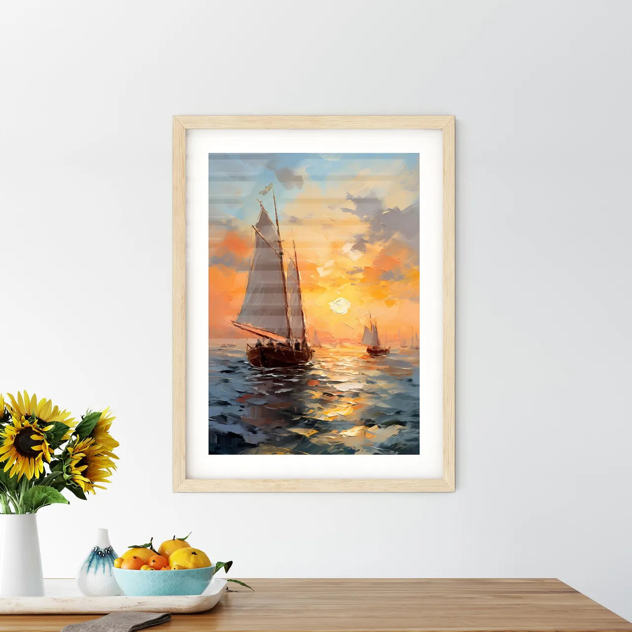 Landscape With Sailing Boats On The Sea - A  Framed Print