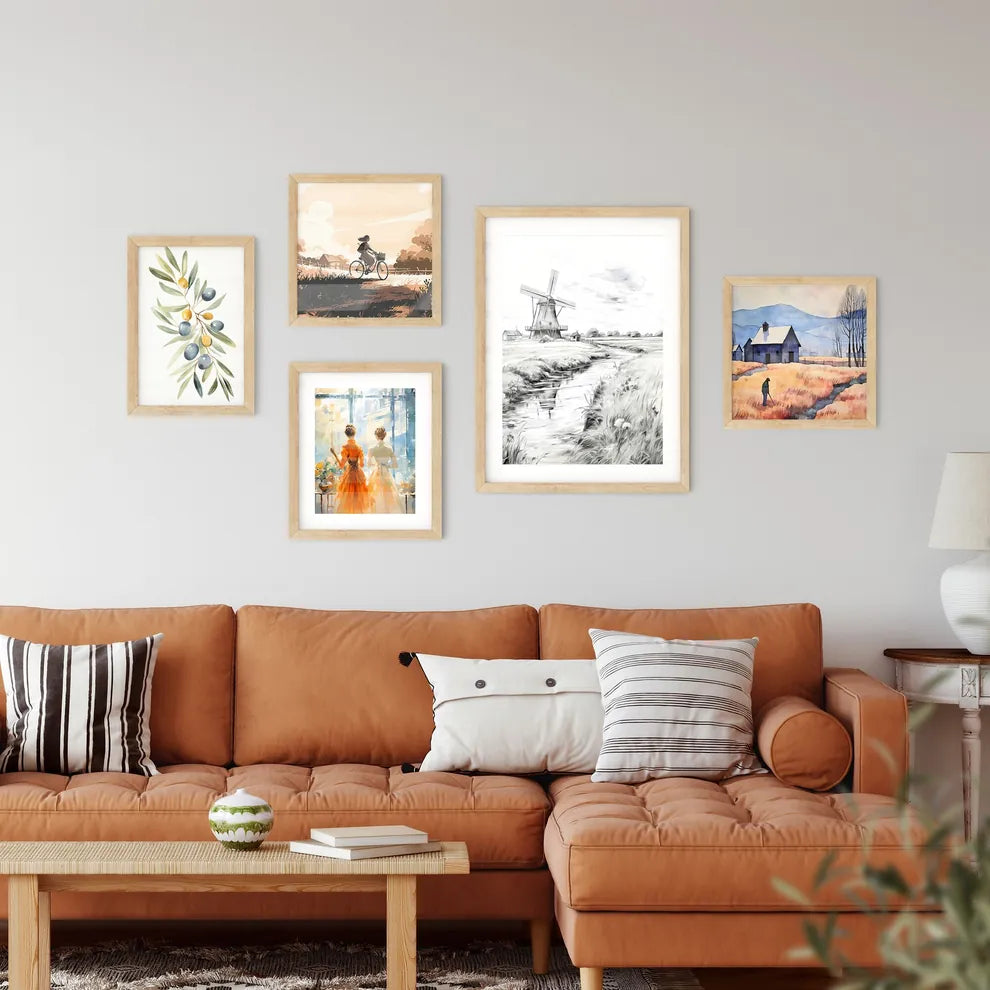 Landscape With Windmill Black And White - A  Wall Art